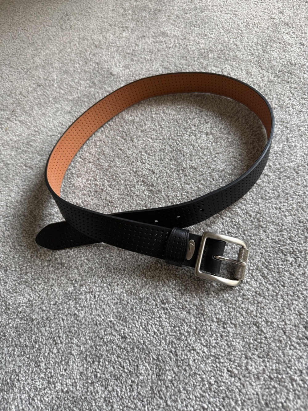 Nike Black Perforated Leather Golf Belt